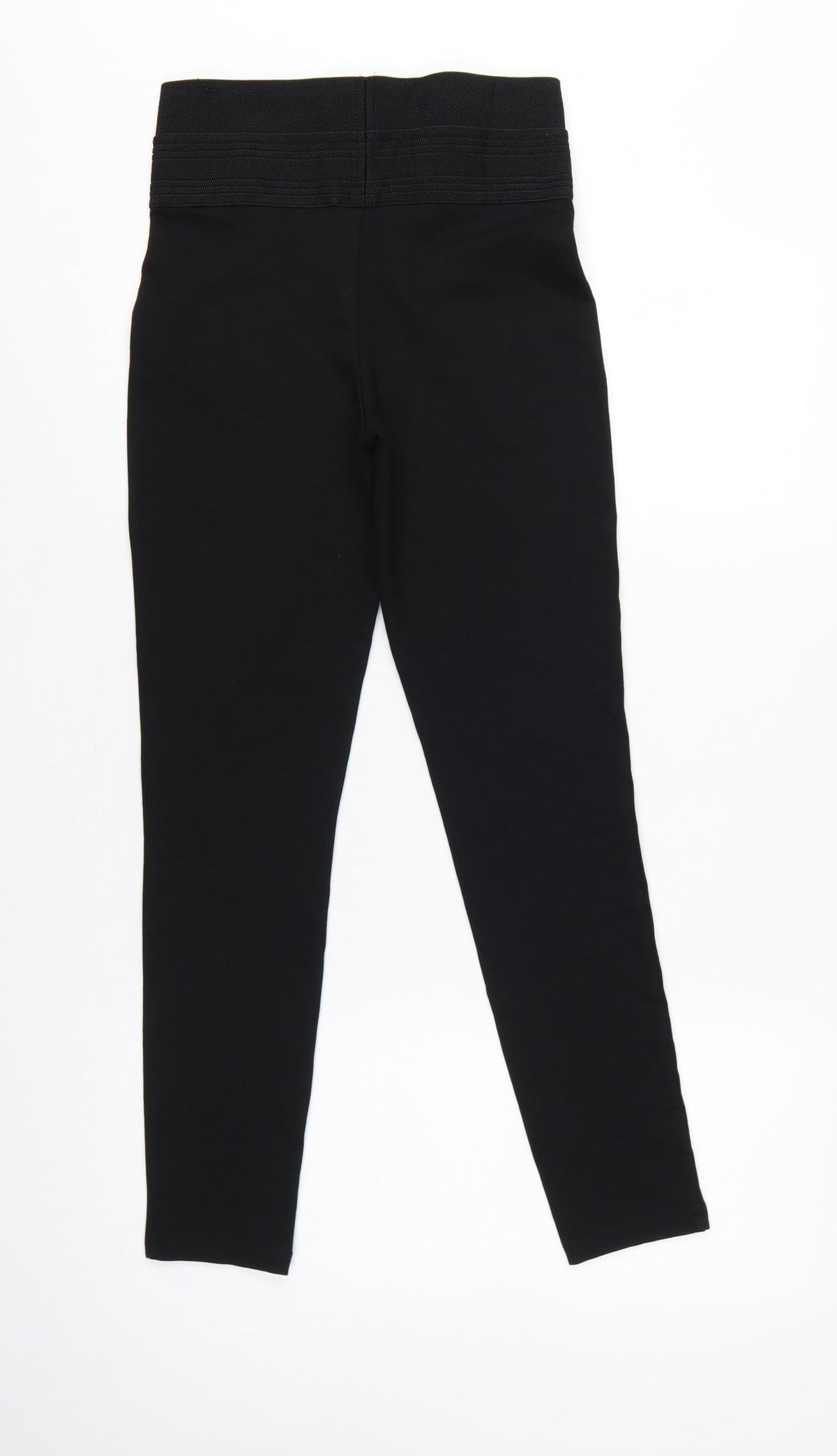 Zara Women Black S High Rise Stretch Textured Waistband Leggings