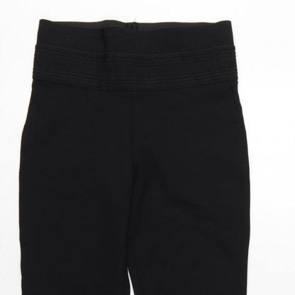 Zara Women Black S High Rise Stretch Textured Waistband Leggings