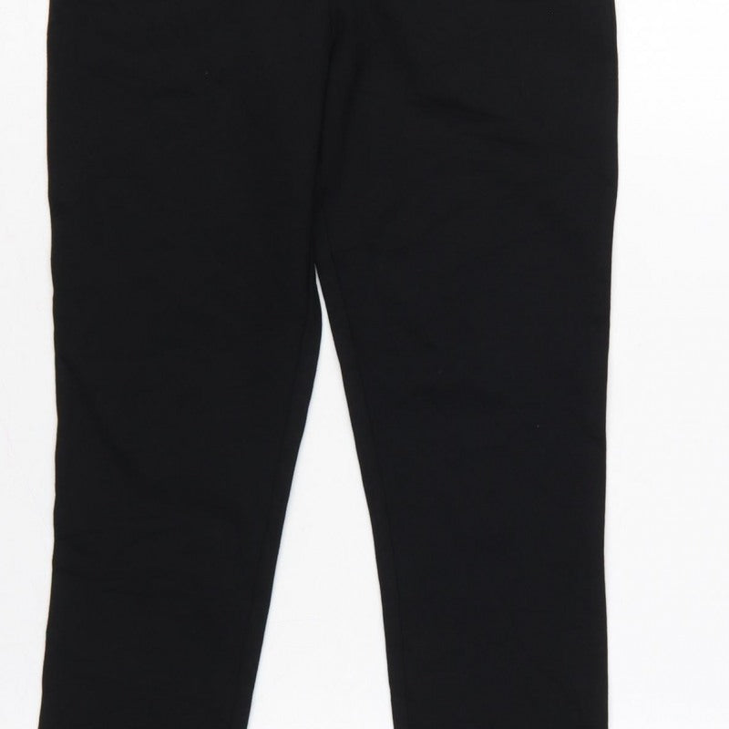 Zara Women Black S High Rise Stretch Textured Waistband Leggings