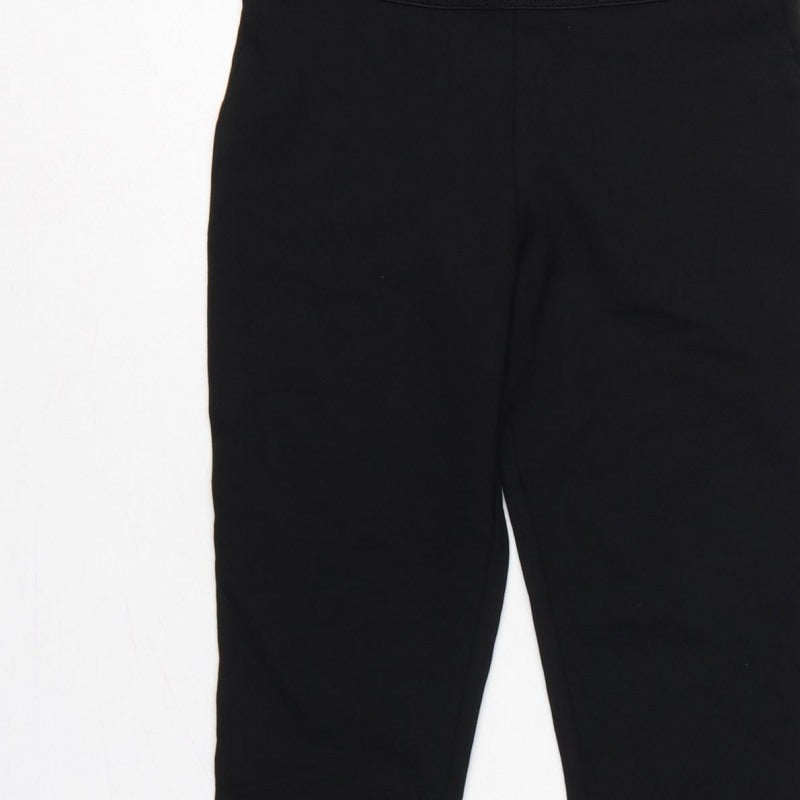 Zara Women Black S High Rise Stretch Textured Waistband Leggings
