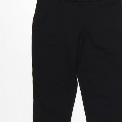Zara Women Black S High Rise Stretch Textured Waistband Leggings
