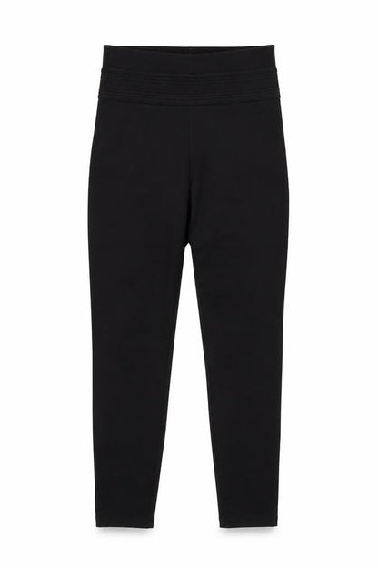 Zara Women Black S High Rise Stretch Textured Waistband Leggings