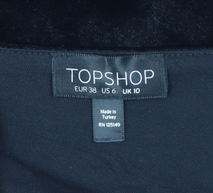 Topshop Women Black UK 10 Velvet One Shoulder Bodycon Mini Dress