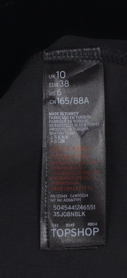 Topshop Women Black UK 10 Velvet One Shoulder Bodycon Mini Dress