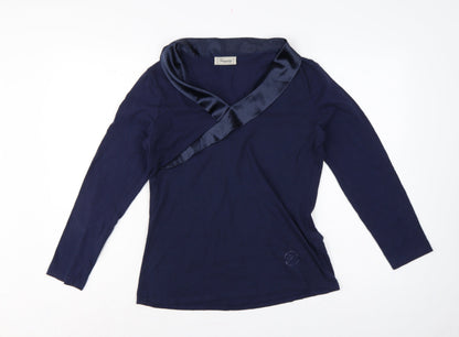 Temperley London Women’s Blue M Cotton Wrap V-Neck Long Sleeve Blouse