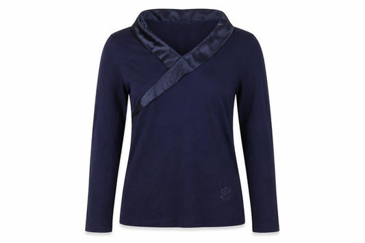 Temperley London Women’s Blue M Cotton Wrap V-Neck Long Sleeve Blouse