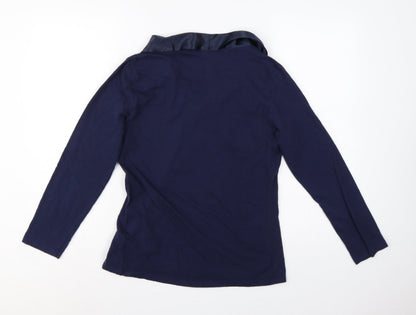 Temperley London Women’s Blue M Cotton Wrap V-Neck Long Sleeve Blouse