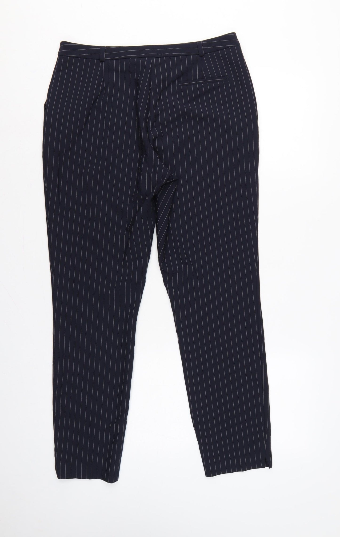 Topshop Women’s Blue Pinstripe Tailored Tapered Dress Trousers UK 12
