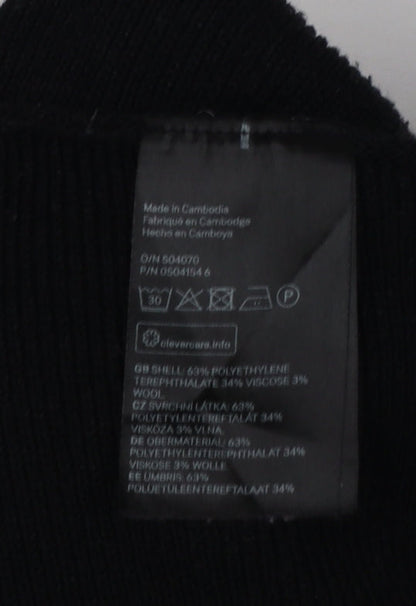 H&M Women Black L Relaxed Crew Neck 3/4 Sleeve Knit Jumper
