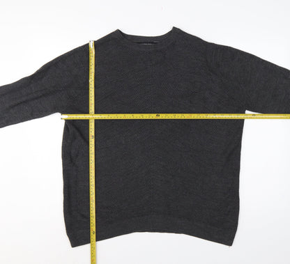 Dorothy Perkins Women Grey UK 16 Crew Neck Button Cuff Knit Jumper