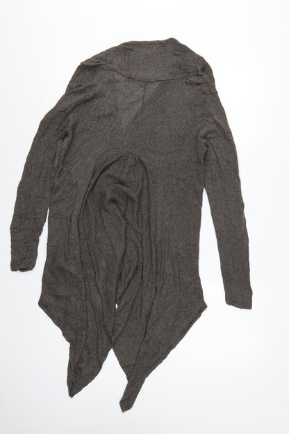 Marks & Spencer Women Grey UK 14 Open Waterfall Ruffle Cardigan