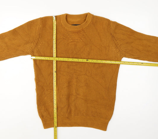 Markham Men’s Yellow Mustard Cotton Crew Neck Knit Pullover Jumper S