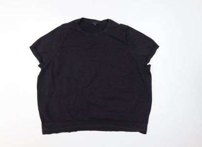 Lands' End Women's Black UK 28/30 3X Cotton Blend Raglan Sleeve Jumper
