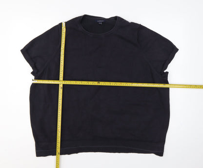 Lands' End Women's Black UK 28/30 3X Cotton Blend Raglan Sleeve Jumper