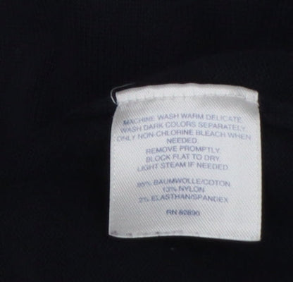 Lands' End Women's Black UK 28/30 3X Cotton Blend Raglan Sleeve Jumper