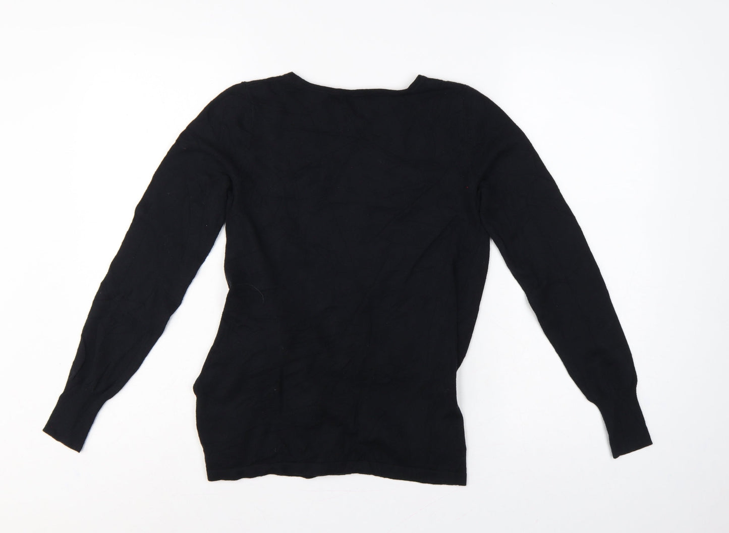 Next Women’s Black UK 8 Ruched Crew Neck Long Sleeve Viscose Jumper