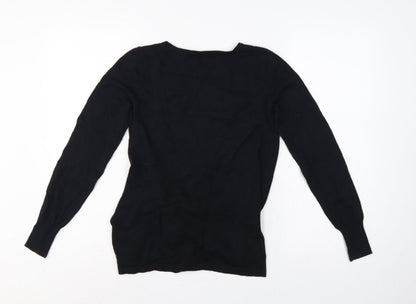 Next Women’s Black UK 8 Ruched Crew Neck Long Sleeve Viscose Jumper