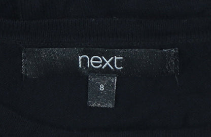 Next Women’s Black UK 8 Ruched Crew Neck Long Sleeve Viscose Jumper