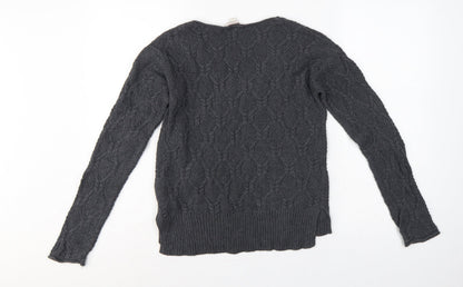 Gap Women Grey UK 12 Cable-Knit Scoop Neck Cotton Pullover Jumper