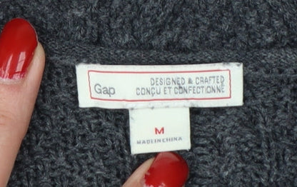 Gap Women Grey UK 12 Cable-Knit Scoop Neck Cotton Pullover Jumper