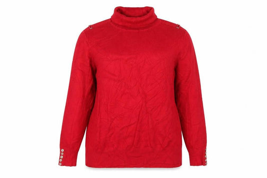 Wallis Women Red UK 18 Roll Neck Leaf Knit Pullover Jumper