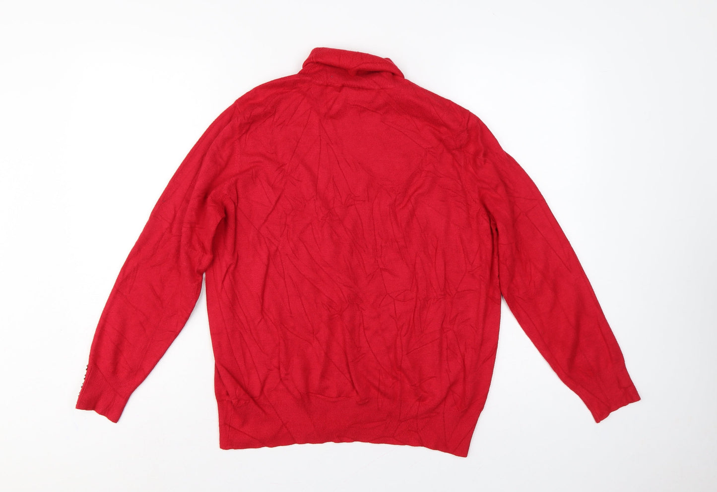 Wallis Women Red UK 18 Roll Neck Leaf Knit Pullover Jumper