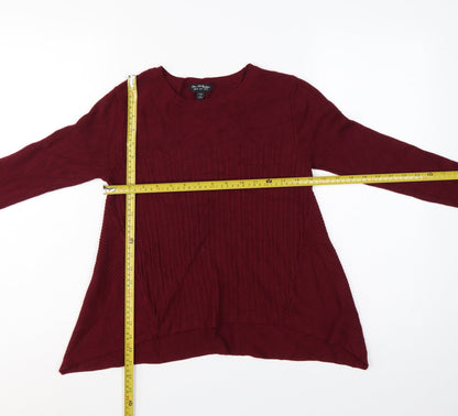 Miss Selfridge Women’s Red Ribbed Knit Jumper UK 12 Crew Neck Long Sleeve
