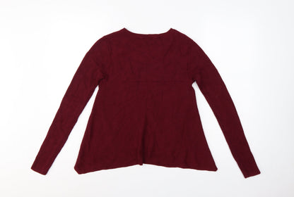 Miss Selfridge Women’s Red Ribbed Knit Jumper UK 12 Crew Neck Long Sleeve