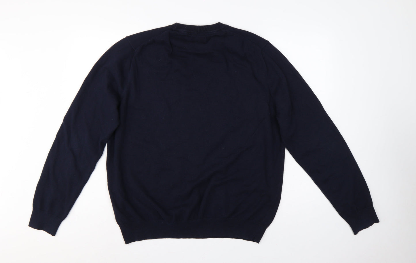 Howick Men Blue XL Cashmere Cotton Crew Neck Pullover Jumper