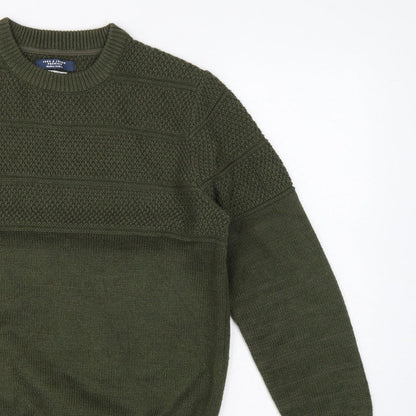 Jack & Jones Premium Men’s Green M Fisherman Knit Crew Neck Jumper