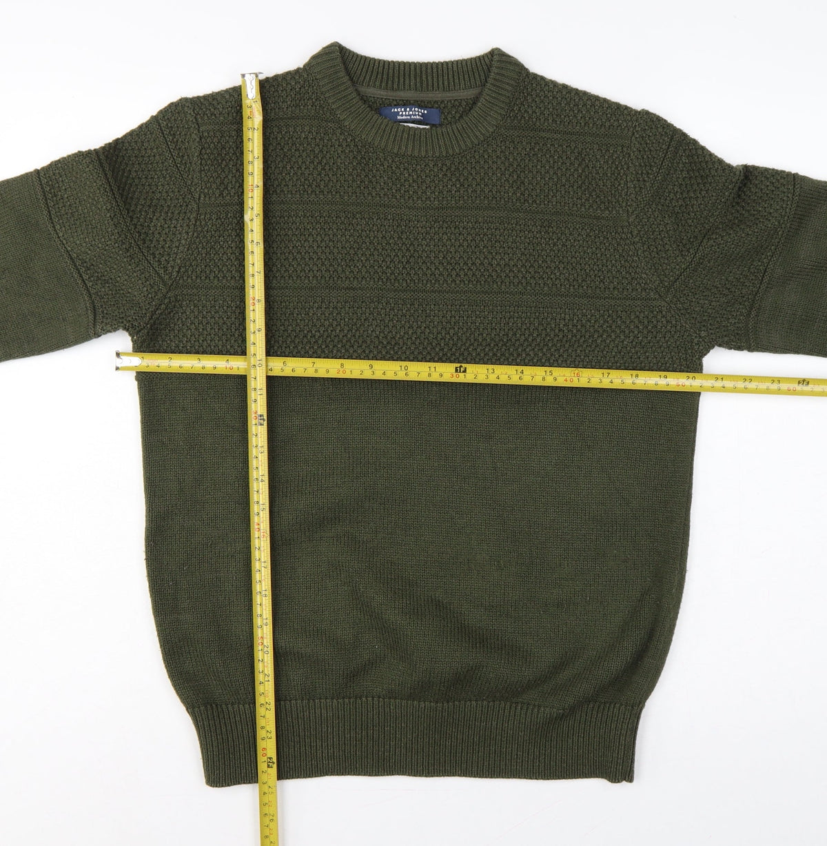 Jack & Jones Premium Men’s Green M Fisherman Knit Crew Neck Jumper