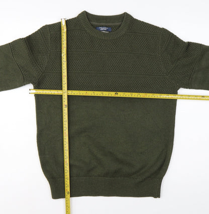 Jack & Jones Premium Men’s Green M Fisherman Knit Crew Neck Jumper