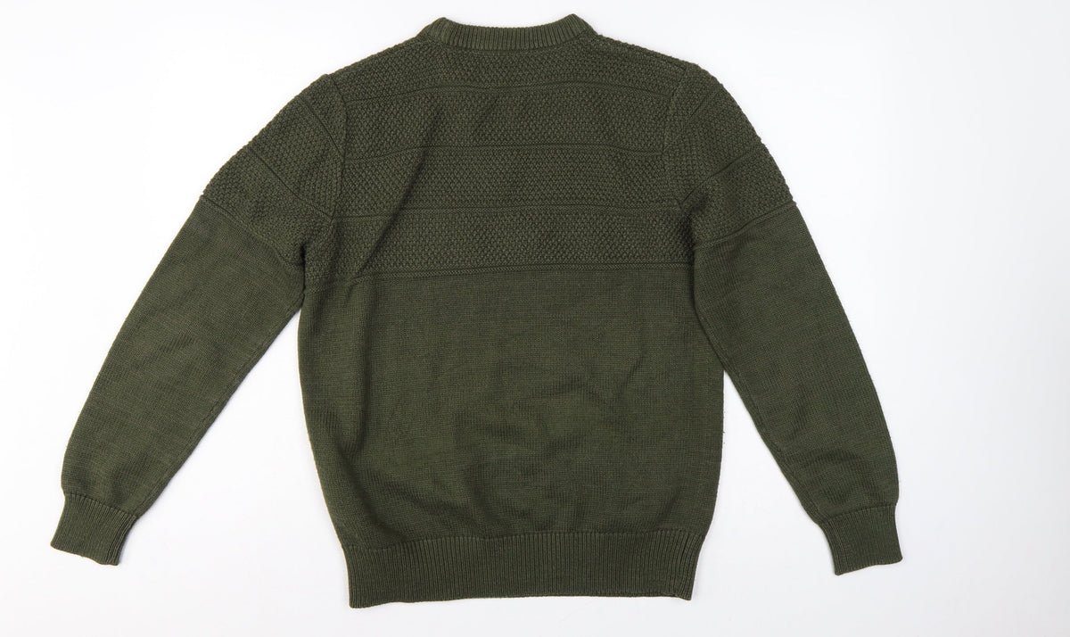 Jack & Jones Premium Men’s Green M Fisherman Knit Crew Neck Jumper