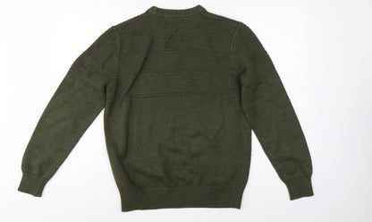 Jack & Jones Premium Men’s Green M Fisherman Knit Crew Neck Jumper