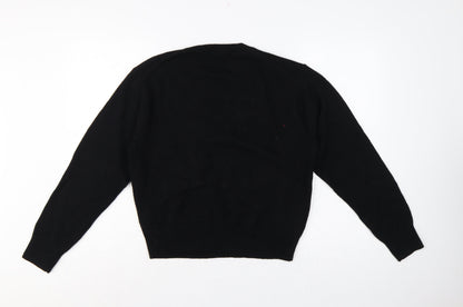 Uniqlo Women Black S 100% Wool Crew Neck Knit Pullover Jumper