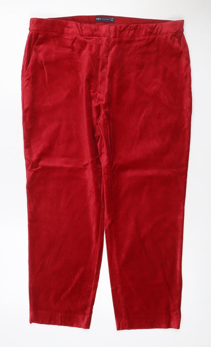 Marks and Spencer Women's Red Wide-Leg Pull-On Trousers UK 16 Short