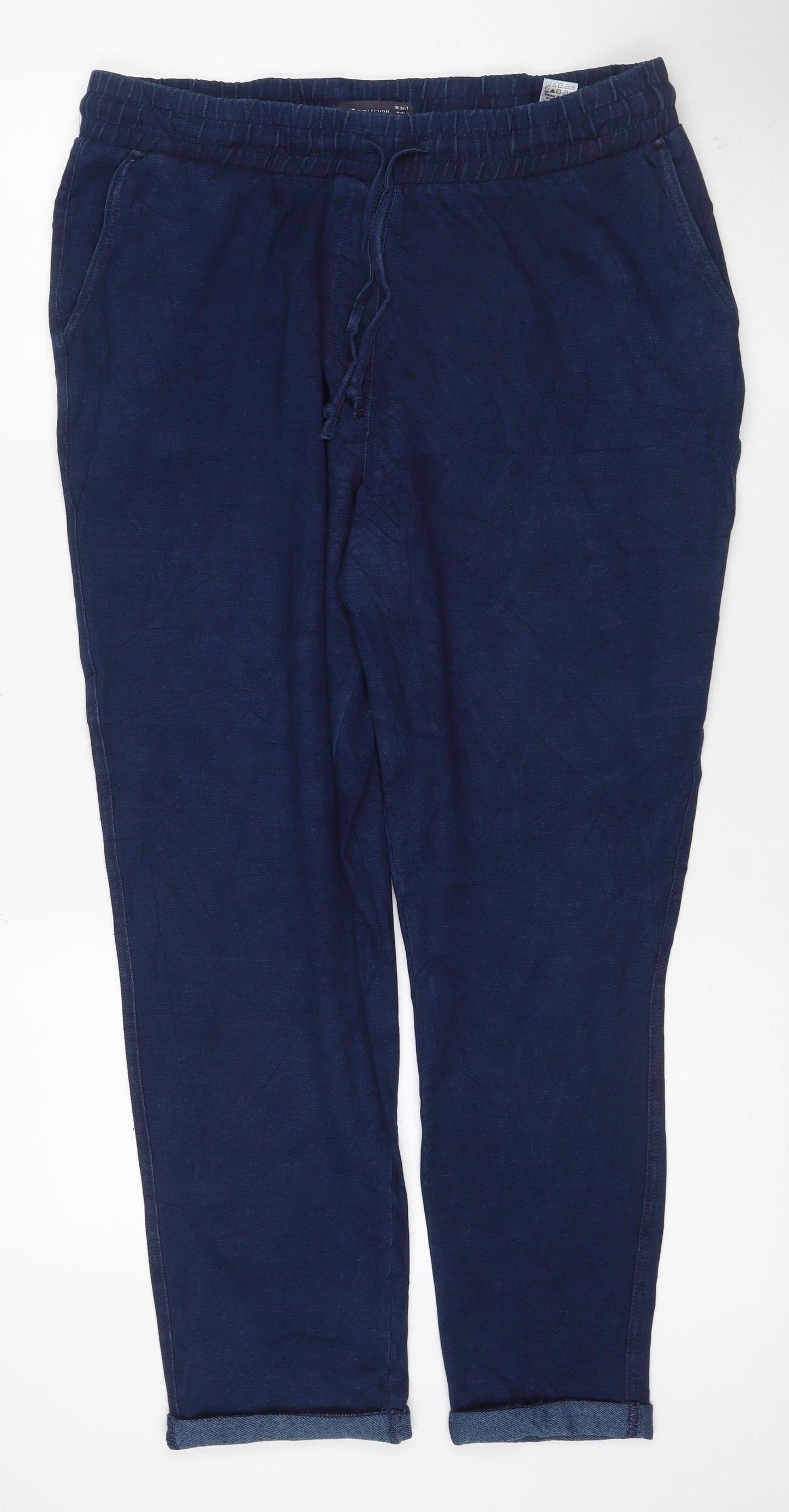 Marks and Spencer Women’s Blue Size 16 Short Tapered Stretch Trousers