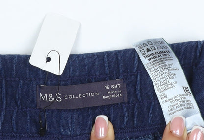Marks and Spencer Women’s Blue Size 16 Short Tapered Stretch Trousers