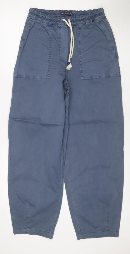Marks & Spencer Women Blue Size 10 Long Cargo Drawstring Trousers