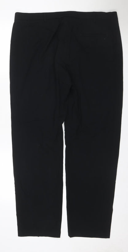 Marks and Spencer Women Black Size 18 Straight Tailored Trousers