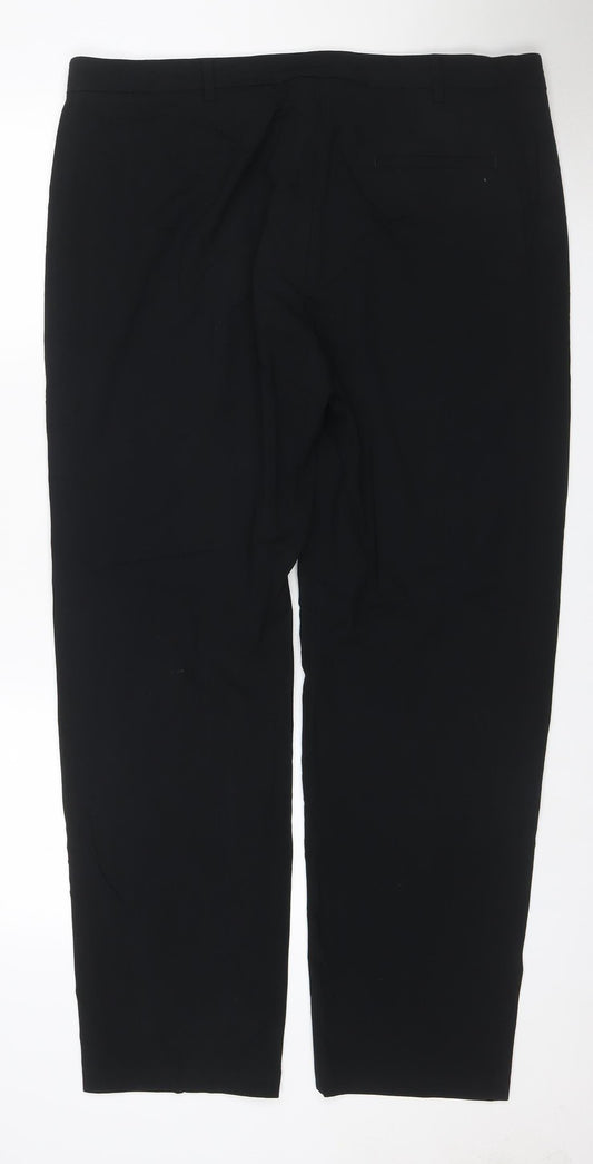 Marks and Spencer Women Black Size 18 Straight Tailored Trousers