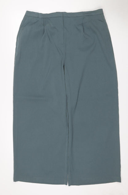 M&S Women’s Smokey Green UK 18 Short Wide-Leg Stretch Trousers