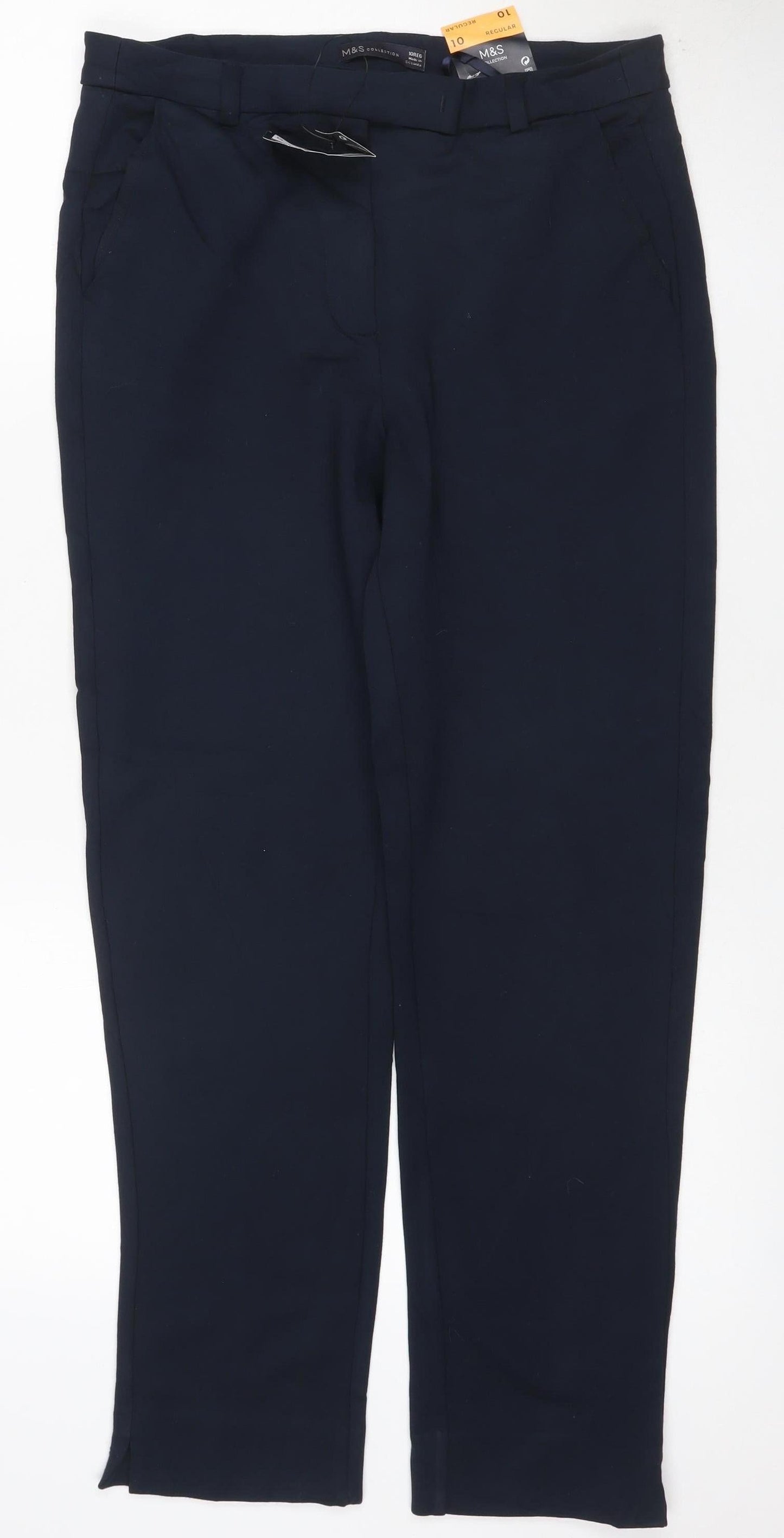 Marks & Spencer Women Navy Size 10 Regular Straight Dress Trousers