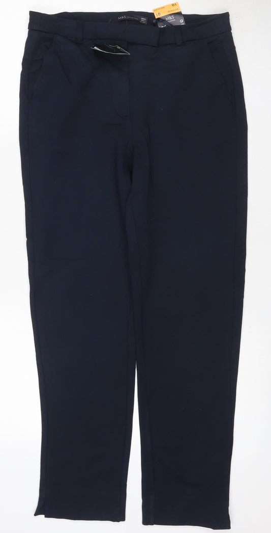 Marks & Spencer Women Navy Size 10 Regular Straight Dress Trousers