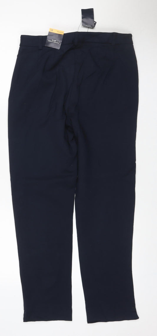 Marks & Spencer Women Navy Size 10 Regular Straight Dress Trousers