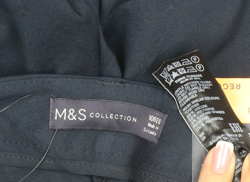 Marks & Spencer Women Navy Size 10 Regular Straight Dress Trousers