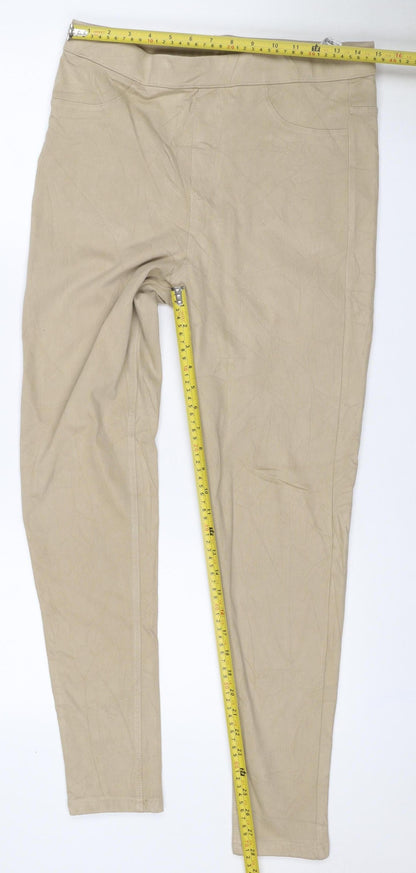 Marks and Spencer Women Beige UK 14 Regular Straight Chino Trousers