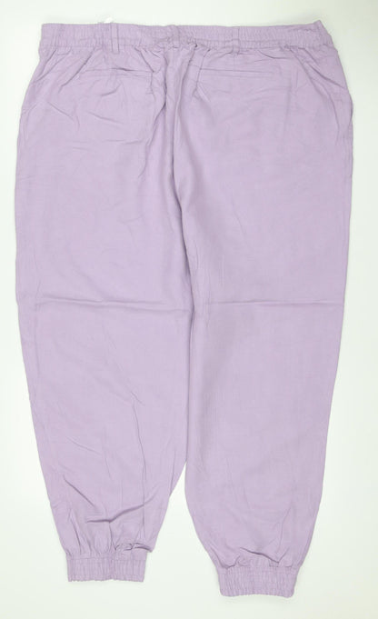 Autograph Women Purple UK 22 Lyocell Linen Relaxed Jogger Trousers