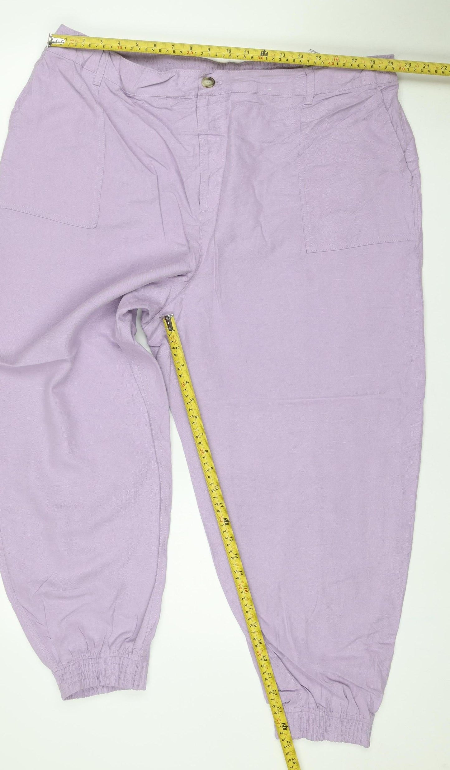 Autograph Women Purple UK 22 Lyocell Linen Relaxed Jogger Trousers