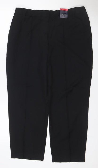 M&S Women’s Black Size 18 Straight Fit Extra Short Stretch Trousers